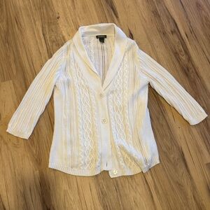 Eddie Bauer White Shawl Collar Cardigan
